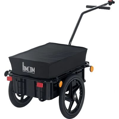HOMCOM Bicycle Trailer Cargo Jogger Luggage Storage Stroller with Towing Bar - Black HOMCOM Bicycle Trailer Cargo Jogger Luggage Storage Stroller with Towing Bar - Black