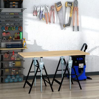 HOMCOM Steel Work Bench - Adjustable & Foldable - Black HOMCOM Steel Work Bench - Adjustable & Foldable - Black