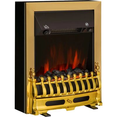 HOMCOM Electric Fireplace 1 & 2KW LED Fire Flame for Living Room Golden - electric fireplace HOMCOM Electric Fireplace 1 & 2KW LED Fire Flame for Living Room Golden - electric fireplace