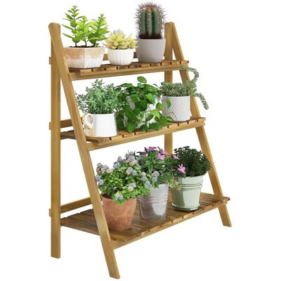 Support à fleurs en bois Outsunny - Étagère pour plantes - Publicité Support à fleurs en bois Outsunny - Étagère pour plantes - Publicité