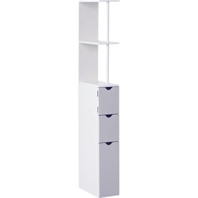 HOMCOM Tall Bathroom Cabinet - Tall White Storage Shelf with Drawers HOMCOM Tall Bathroom Cabinet - Tall White Storage Shelf with Drawers