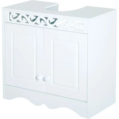 HOMCOM White Wooden Bathroom Under Sink Storage Cabinet - Double Doors HOMCOM White Wooden Bathroom Under Sink Storage Cabinet - Double Doors