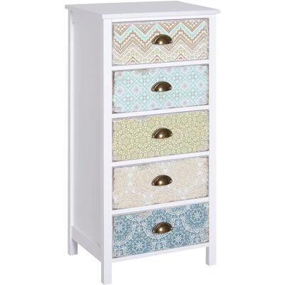 HOMCOM Storage Chest White - 5 Drawer Vintage Style Bedroom HOMCOM Storage Chest White - 5 Drawer Vintage Style Bedroom