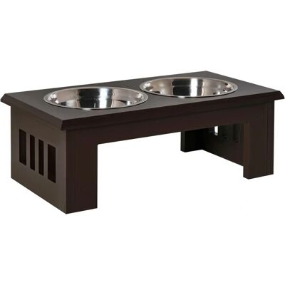 PawHut Raised Dog Bowls Pet Feeder - Elevated Stainless Steel Water & Food - Brown PawHut Raised Dog Bowls Pet Feeder - Elevated Stainless Steel Water & Food - Brown
