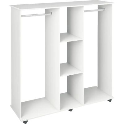 HOMCOM White Double Mobile Wardrobe - Clothes Storage Organizer HOMCOM White Double Mobile Wardrobe - Clothes Storage Organizer