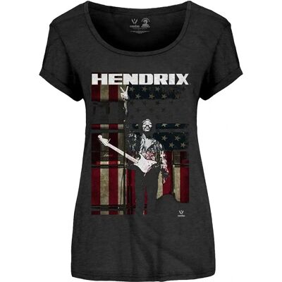Rock Off Jimi Hendrix Peace Flag Scoop T-shirt - Svart Rock Off Jimi Hendrix Peace Flag Scoop T-shirt - Svart