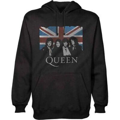 HeyRusty Queen Unisex Huvtröja - Vintage Union Jack Svart Small HeyRusty Queen Unisex Huvtröja - Vintage Union Jack Svart Small