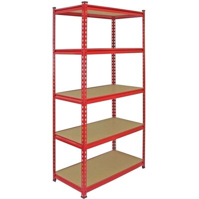 Monster Racking Z-Rax Heavy Duty Garage Shelving - 5 Tier, 90cm, Red - Warehouse Storage Monster Racking Z-Rax Heavy Duty Garage Shelving - 5 Tier, 90cm, Red - Warehouse Storage