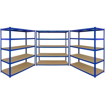 Scaffali di Stoccaggio Blu Monster T-RAX - 3 Vani Garage 5 Livelli 160cm Scaffali di Stoccaggio Blu Monster T-RAX - 3 Vani Garage 5 Livelli 160cm