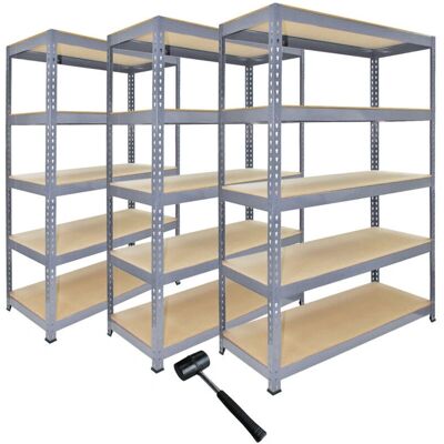 Monster Cable Q-Rax Steel Garage Shelving - 3 Units, 5 Tiers, 120x50x180cm Monster Cable Q-Rax Steel Garage Shelving - 3 Units, 5 Tiers, 120x50x180cm