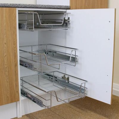 Ceste estraibili KuKoo da 400mm - Organizzatore cucina argento Ceste estraibili KuKoo da 400mm - Organizzatore cucina argento