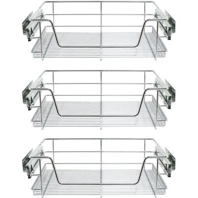 Monstershop KuKoo Pull Out Storage Baskets - Silver - Kitchen Monstershop KuKoo Pull Out Storage Baskets - Silver - Kitchen