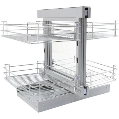 KuKoo Silver Corner Kitchen Pull Out Drawers - Left Hand - 80-90cm KuKoo Silver Corner Kitchen Pull Out Drawers - Left Hand - 80-90cm