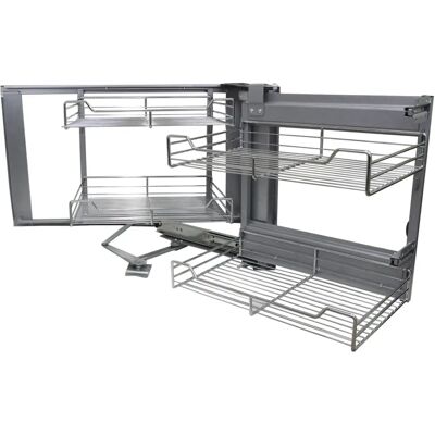 KuKoo Kulmakaapit Ulosvedettävät Korit - 90-100cm, 4 Ruostumaton Teräs KuKoo Kulmakaapit Ulosvedettävät Korit - 90-100cm, 4 Ruostumaton Teräs