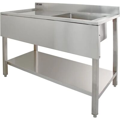 KuKoo Stalowy zlew laboratoryjny - model 1.0, lewy odpływ, srebrny KuKoo Stalowy zlew laboratoryjny - model 1.0, lewy odpływ, srebrny