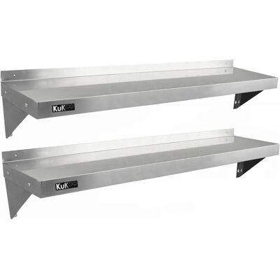 KuKoo Stainless Steel Wall Shelf - 1400mm, Silver - Kitchen & Catering KuKoo Stainless Steel Wall Shelf - 1400mm, Silver - Kitchen & Catering