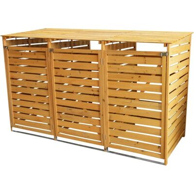 MonsterShop Contenitore Triplo per Rifiuti - Giardino in Legno MonsterShop Contenitore Triplo per Rifiuti - Giardino in Legno