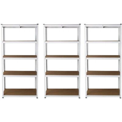 Étagères en Métal Blanc E-Rax - 3 Unités pour Garage - Publicité Étagères en Métal Blanc E-Rax - 3 Unités pour Garage - Publicité