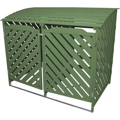 Rangement pour deux poubelles à roulettes vert sauge - MonsterShop - Publicité Rangement pour deux poubelles à roulettes vert sauge - MonsterShop - Publicité
