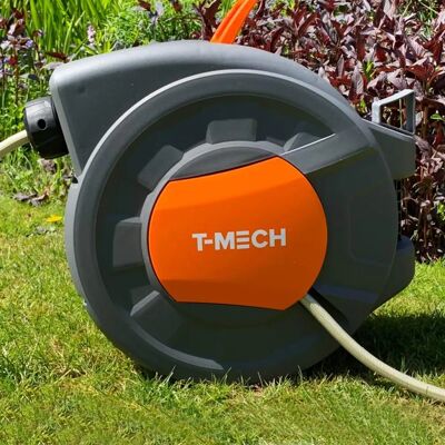 T-Mech 30m Retractable Hosepipe - Garden Hose Reel, Grey T-Mech 30m Retractable Hosepipe - Garden Hose Reel, Grey