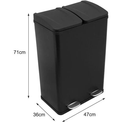 MonsterShop Musta 60L Kaksipuolinen Jäteastia - Kierrätys & Sekajäte MonsterShop Musta 60L Kaksipuolinen Jäteastia - Kierrätys & Sekajäte