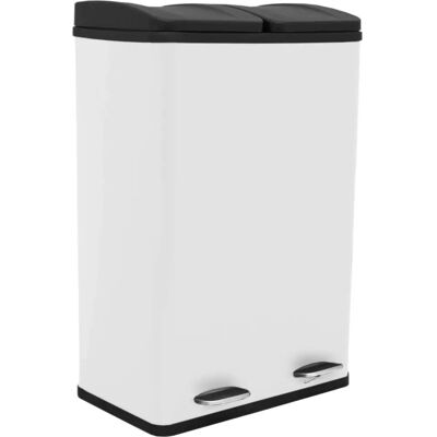 MonsterShop White 60L Dual Pedal Bin - Waste Recycling MonsterShop White 60L Dual Pedal Bin - Waste Recycling