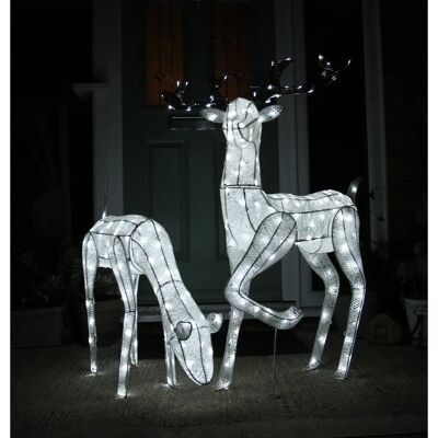 MonsterShop Weißes Lichtset Rentier - Weihnachtsdeko für draußen MonsterShop Weißes Lichtset Rentier - Weihnachtsdeko für draußen