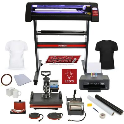 Ensemble PixMax 5 en 1 Presse à Chaleur, Coupeur de Vinyle, Imprimante Sublimation - Publicité Ensemble PixMax 5 en 1 Presse à Chaleur, Coupeur de Vinyle, Imprimante Sublimation - Publicité