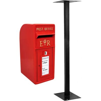 MonsterShop Royal Mail Post Box - Red, Cast Iron, Lockable, with Stand MonsterShop Royal Mail Post Box - Red, Cast Iron, Lockable, with Stand