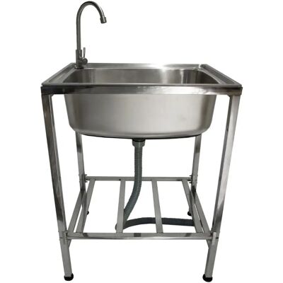 Évier de Camping en Acier Inoxydable - Argenté - Évier Portable - Publicité Évier de Camping en Acier Inoxydable - Argenté - Évier Portable - Publicité