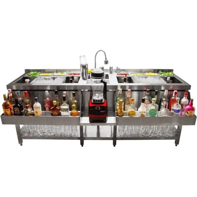KuKoo Doppel Cocktail Bar Station - Isolierte Eisspüle, Glasreiniger, Edelstahl KuKoo Doppel Cocktail Bar Station - Isolierte Eisspüle, Glasreiniger, Edelstahl