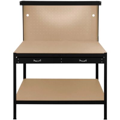 Monster Cable - 120cm Workbench with Pegboard, Drawer & LED Light - Black Monster Cable - 120cm Workbench with Pegboard, Drawer & LED Light - Black