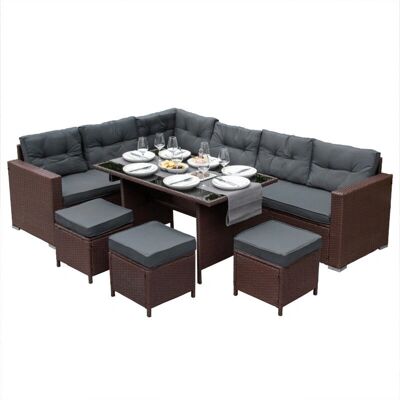 Jardí Rattan Ecksofa Gartenmöbel Braun Sofa Hocker Tisch Wasserdicht Kissen Jardí Rattan Ecksofa Gartenmöbel Braun Sofa Hocker Tisch Wasserdicht Kissen