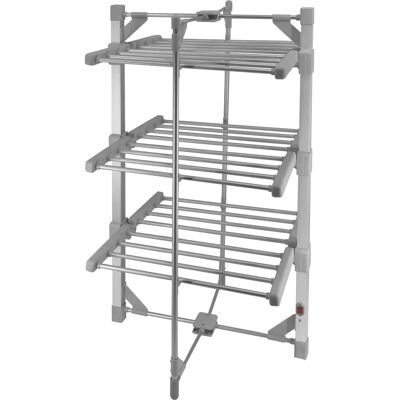 MonsterShop Grey Electric Heated Clothes Airer - 3 Tier Dryer Rack Indoor MonsterShop Grey Electric Heated Clothes Airer - 3 Tier Dryer Rack Indoor