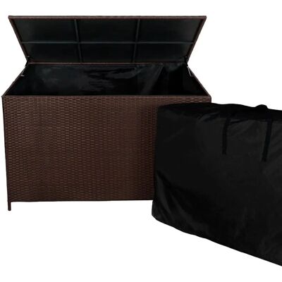 Jardi Rattan Pojemnik na ogród z brązowego rattanu duży 138cm 582L na zewnątrz Jardi Rattan Pojemnik na ogród z brązowego rattanu duży 138cm 582L na zewnątrz