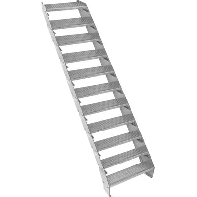 MonsterShop Silver 11-Section Adjustable Galvanised Steel Staircase MonsterShop Silver 11-Section Adjustable Galvanised Steel Staircase