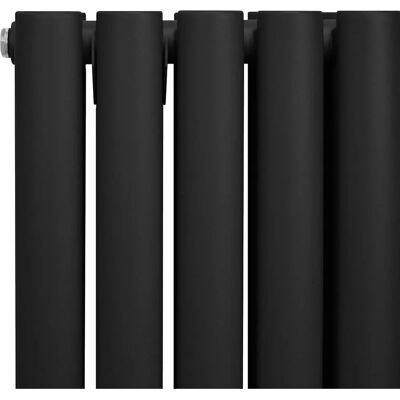 Radiador de columna ovalada negra MonsterShop y conjunto de válvulas termostáticas - 600mm x 1020mm Radiador de columna ovalada negra MonsterShop y conjunto de válvulas termostáticas - 600mm x 1020mm