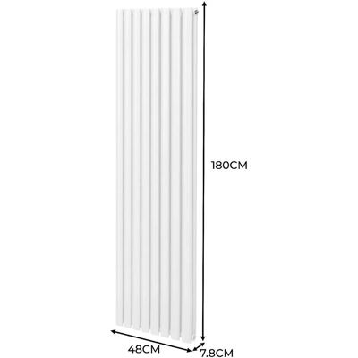 Radiador de columna ovalada blanca MonsterShop & Válvulas termostáticas - 1800mm x 480mm Radiador de columna ovalada blanca MonsterShop & Válvulas termostáticas - 1800mm x 480mm