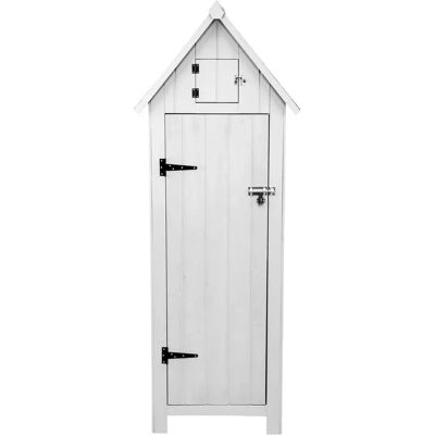 MonsterShop White Wooden Garden Storage Shed - Tool Cabinet - Sentry Box MonsterShop White Wooden Garden Storage Shed - Tool Cabinet - Sentry Box