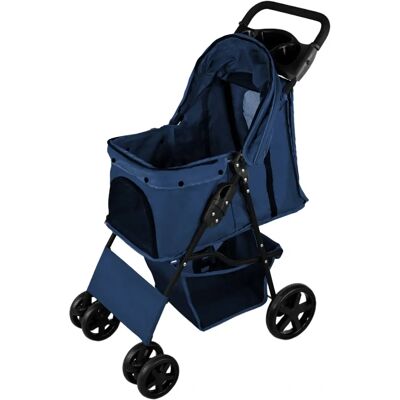 MonsterShop Navy Blue Haustier Kinderwagen mit Regenhülle & Caddies - Haustier Typ MonsterShop Navy Blue Haustier Kinderwagen mit Regenhülle & Caddies - Haustier Typ