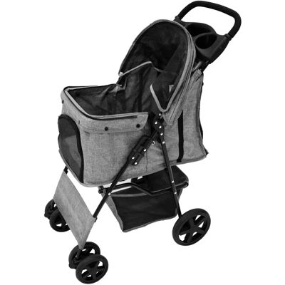 MonsterShop Grey Pet Stroller with Rain Cover - Support up to 15kg - Pet Type MonsterShop Grey Pet Stroller with Rain Cover - Support up to 15kg - Pet Type
