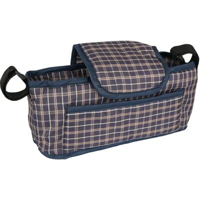 MonsterShop Blue Tartan Pet Stroller Caddy - Stylish & Durable MonsterShop Blue Tartan Pet Stroller Caddy - Stylish & Durable