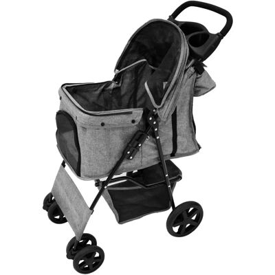 MonsterShop Woven Grey Pet Stroller & Caddy - Rain Cover & Storage MonsterShop Woven Grey Pet Stroller & Caddy - Rain Cover & Storage
