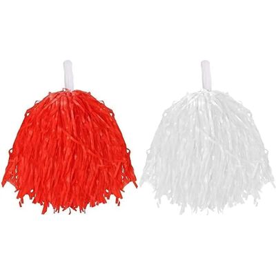 I Love Fancy Dress - Lightweight Pom Poms - White & Red I Love Fancy Dress - Lightweight Pom Poms - White & Red