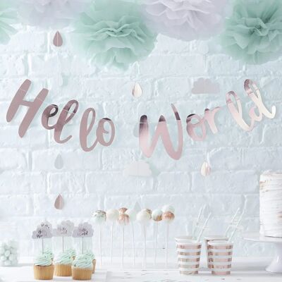 Ginger Ray Rose Gold Hello World Bunting - Baby Shower Party Decoration Ginger Ray Rose Gold Hello World Bunting - Baby Shower Party Decoration