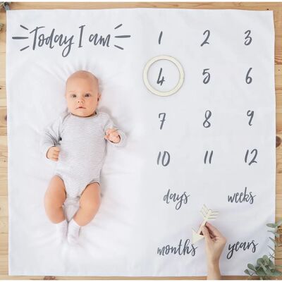 Ginger Ray White Baby Milestone Keepsake - Baby Milestone Blanket Ginger Ray White Baby Milestone Keepsake - Baby Milestone Blanket