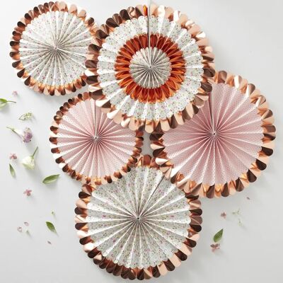 Ginger Ray Rose Gold Floral Paper Fan Dekorationer - Festtillbehör Ginger Ray Rose Gold Floral Paper Fan Dekorationer - Festtillbehör