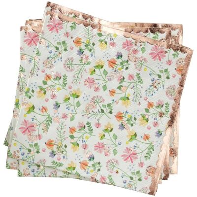 Serviettes de Fête Florales Or Rose Ginger Ray - 16 pièces - Publicité Serviettes de Fête Florales Or Rose Ginger Ray - 16 pièces - Publicité