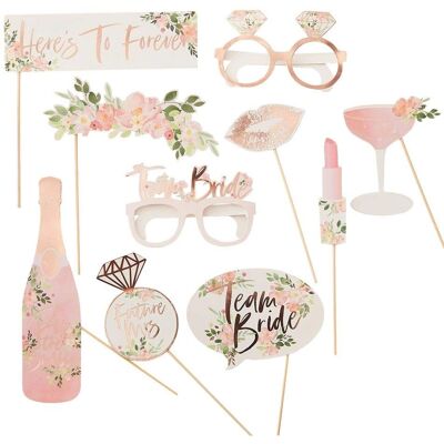 Ginger Ray Props para despedida de soltera en rosa y oro rosa - Bridal floral - Accesorios para fotomatón Ginger Ray Props para despedida de soltera en rosa y oro rosa - Bridal floral - Accesorios para fotomatón