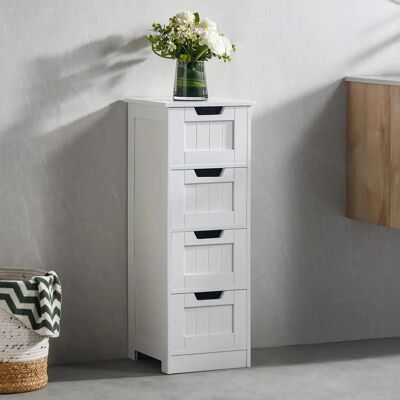 Home Discount Priano White Bathroom Storage Cabinet - 4 Drawers Home Discount Priano White Bathroom Storage Cabinet - 4 Drawers